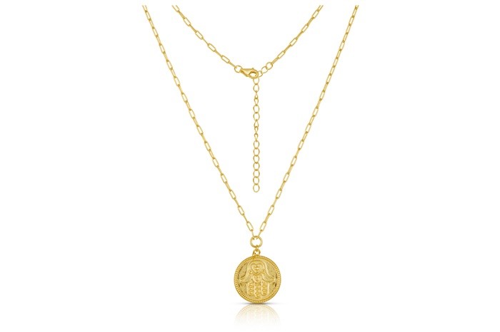 Sterling Silver Yellow Gold Plated Hamsa Necklace 16+2"