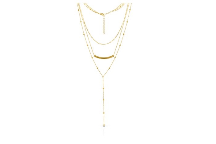 Sterling Silver Yellow Gold Plated 3 Layers Necklace 15+17+19+2"