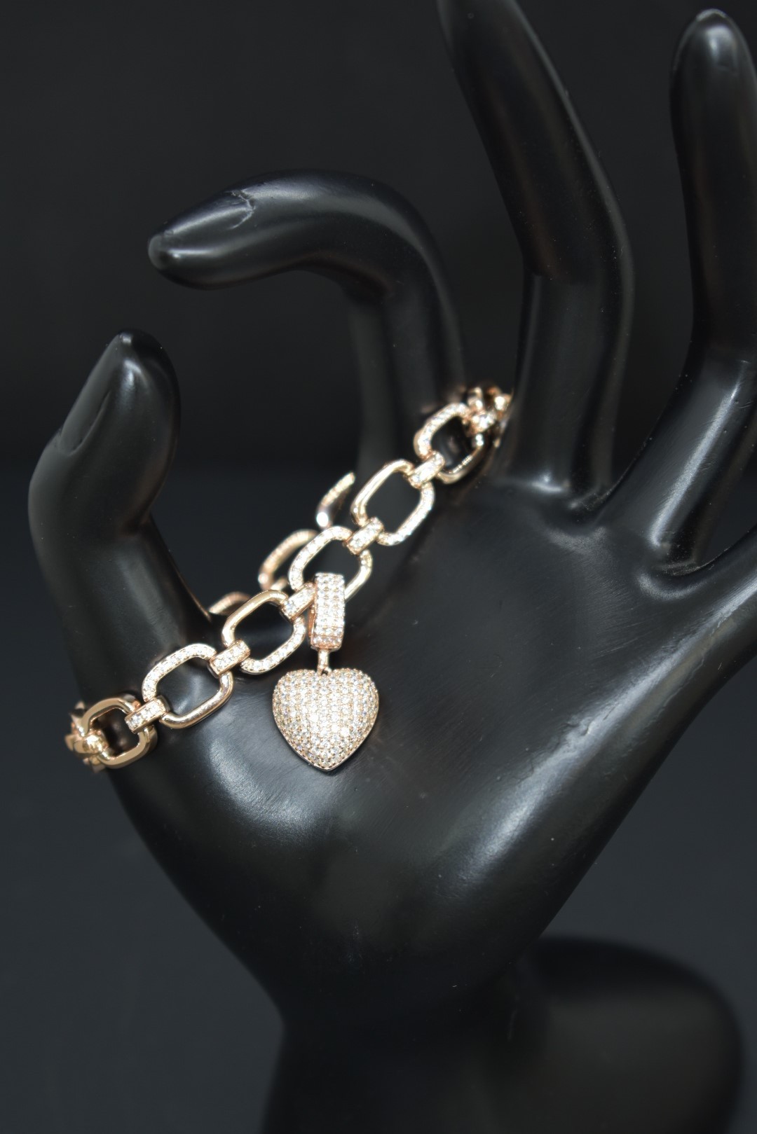 925 Sterling Silver Rose Gold Plated With White Cubic Zirconia Bracelet