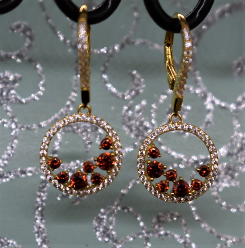 925 Sterling Silver Yellow Gold Plated Multicolor Chandelier Earrings