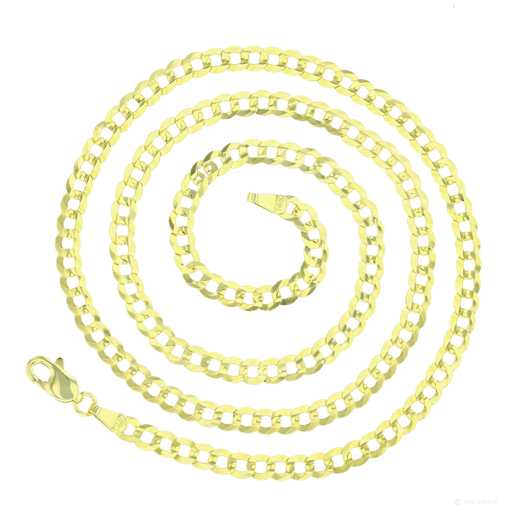 14KT Gold 24" Solid Yellow Cuban Chain 100 Gauge 3.80MM