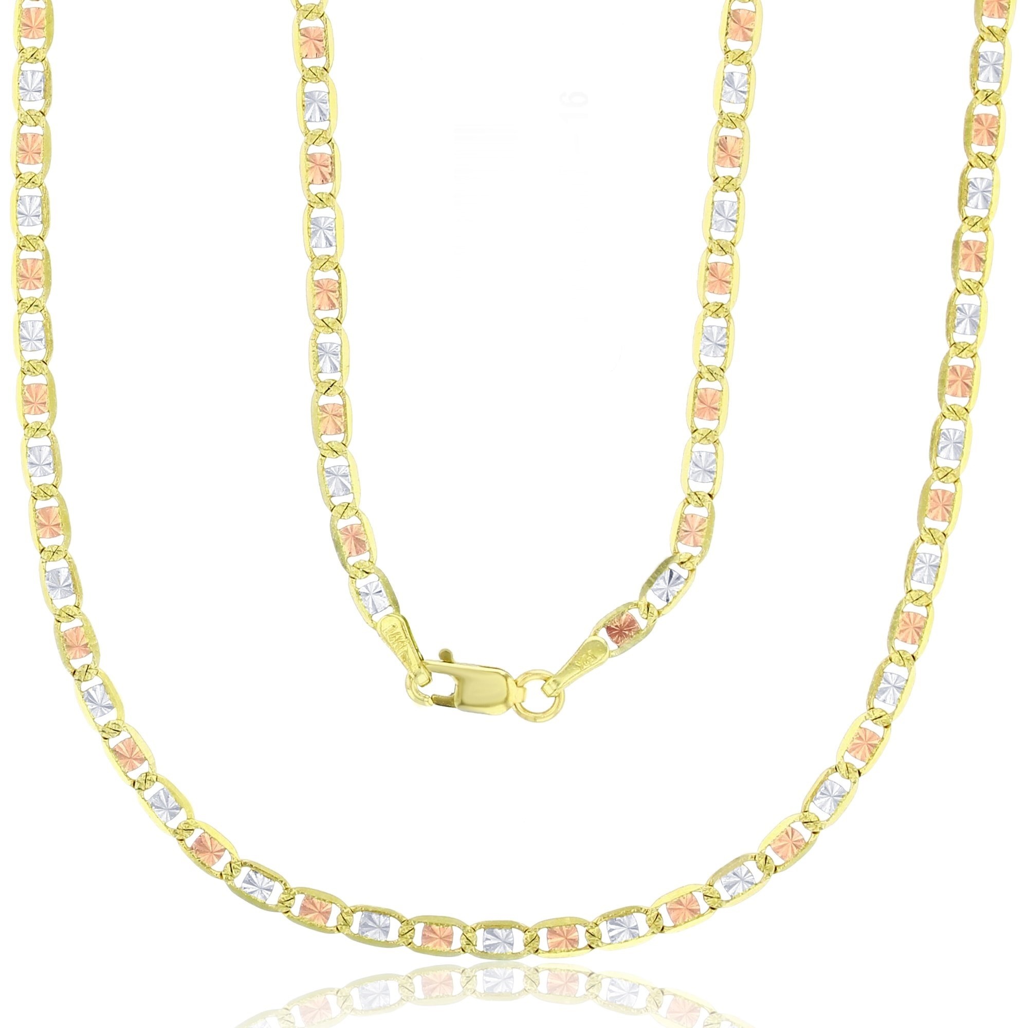 14KT Gold 18" Tricolor Valentino Star DC Chain 060 Gauge 2.75MM