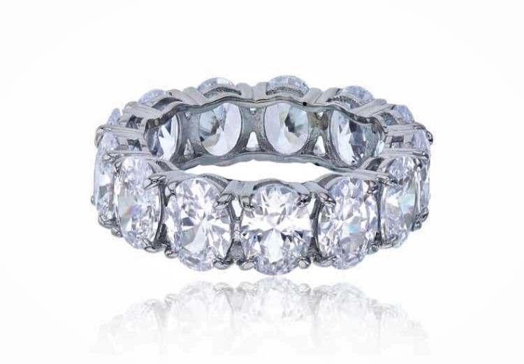 925 Sterling Silver Oval Cubic Zirconia Eternity Band