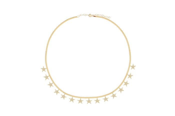 Sterling Silver Yellow Gold Plated Star Charm Necklace With CZ
