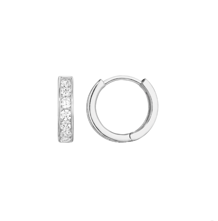 925 Sterling Silver CZ Huggies Earrings