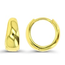 Sterling Silver Yellow Gold Plated Polished 12X5mm Huggie Earrings