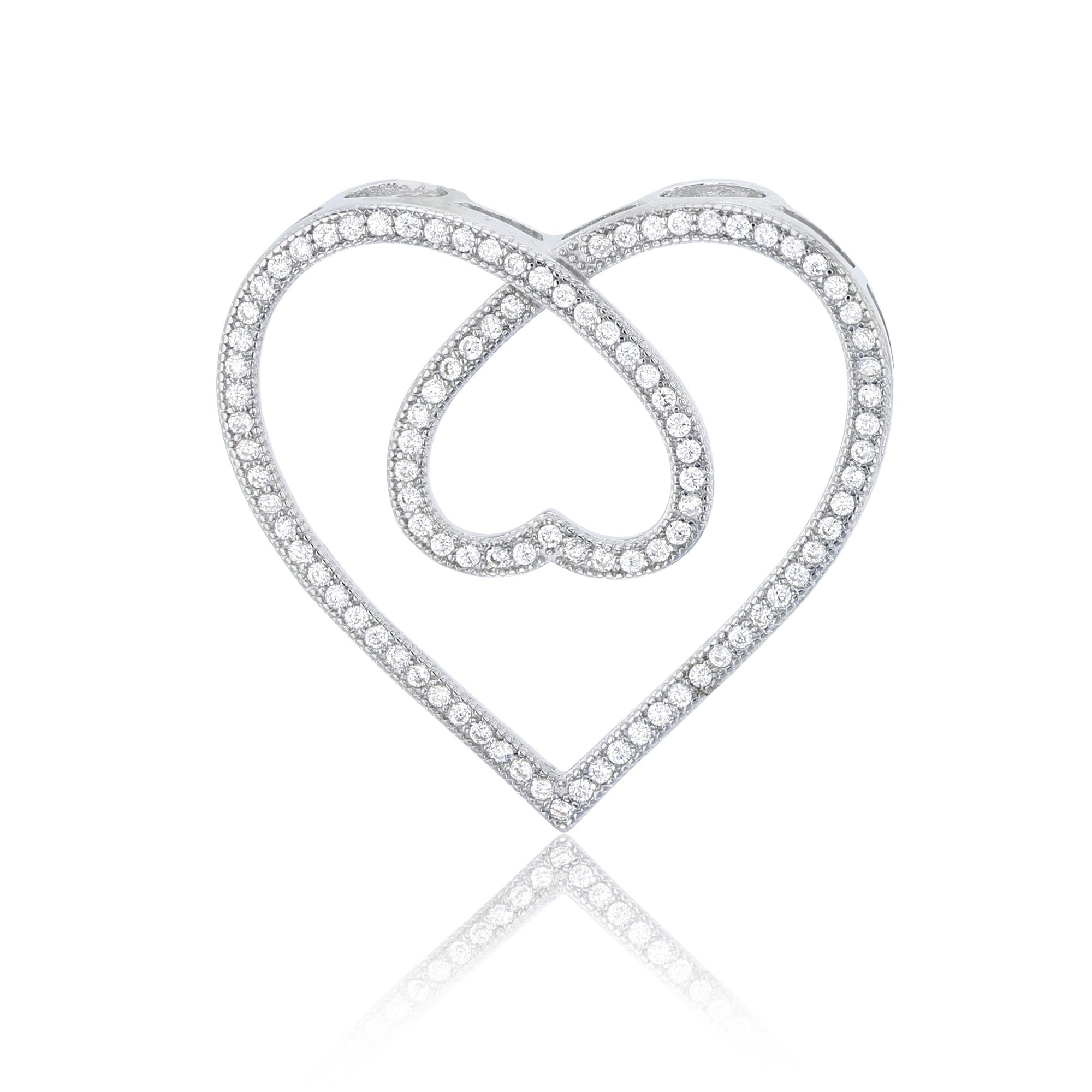 Sterling Silver Heart Pendant With Micropave CZ