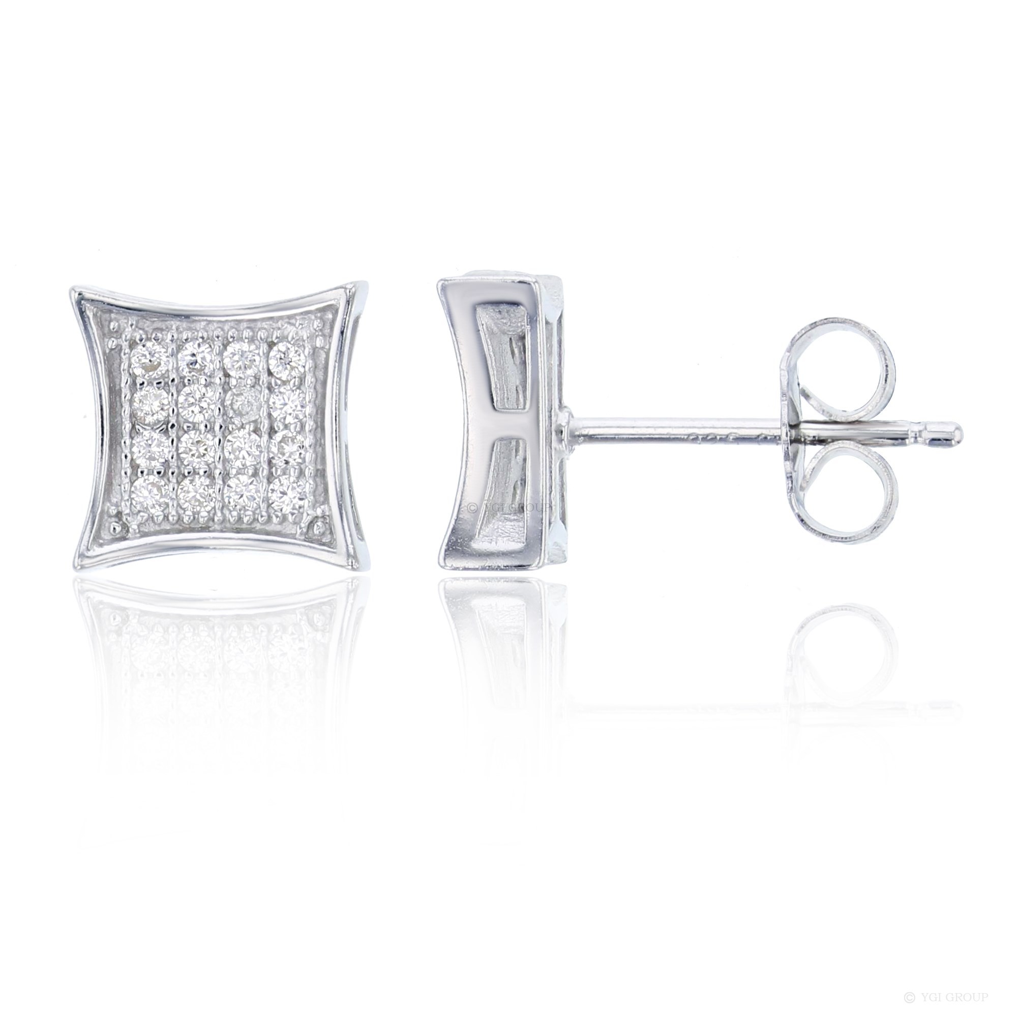 Sterling Silver 4x4 Curved Square Stud