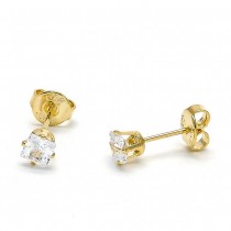 Gold Filled 4mm Stud Earrings With White Cubic Zirconia Polished Finish Golden Tone