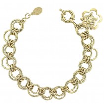 Gold Filled Charm Bracelet Butterfly Design Golden Tone Polished Finish 