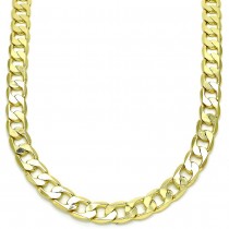Gold Filled 24" Basic Necklace Curb Design Polished Finish Golden Tone