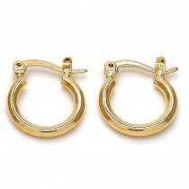 Gold Filled 2mmX10mm Children Hoop Earrings Polished Finish Golden Tone