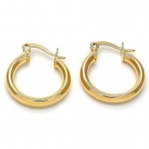 Gold Filled 3mmX20mm Small Hoop Earrings Hollow Design Polished Finish Golden Tone