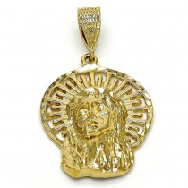 Gold Filled Religious Pendant Jesus Design Diamond Cutting Finish Golden Tone