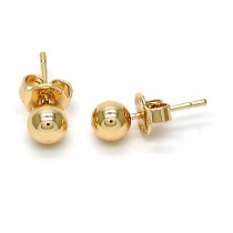 Gold Filled Stud Earrings Ball Design Golden Tone 5mm