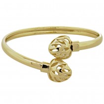 Gold Filled Individual Bangle Heart Design With White Crystal Polished Finish Golden Tone (03 MM Thickness, One size fits all)