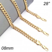 Gold Filled 28 Inches Basic Necklace Miami Cuban Design Polished Finish Golden Tone