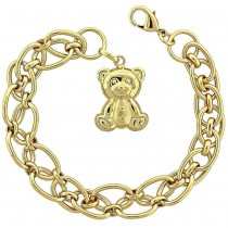 Gold Filled Teddy Bear Design Golden Tone Fancy Bracelet With Polished Finish