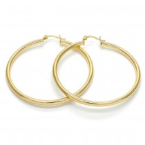 Gold Filled 50mm Large Hoop Earrings Polished Finish Golden Tone