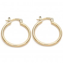 Gold Filled 2mmx20mm Small Hoop Earrings Polished Finish Golden Tone