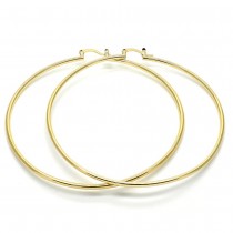 Gold Filled 5x70mm Extra Large Hoop Earrings Polished Finish Golden Tone