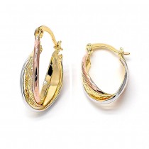 Gold Filled Small Hoop Earrings Tri Tone 