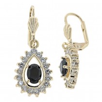 Gold Filled Dangle Earring Teardrop Design With Black and White Cubic Zirconia Polished Finish Golden Tone