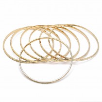 Gold Filled Semanario Bangle Diamond Cutting Finish Golden Tone
