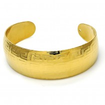Gold Filled Individual Cuff Bangle Greek Key Design Polished Golden Finish (25 MM Thickness One size fits all)
