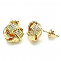 Gold Filled Stud Earring Love Knot Design Diamond Cutting Finish Golden Tone 12MM