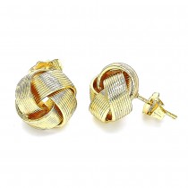Gold Filled Stud Earrings Love Knot Design Diamond Cut Finish Golden Finish