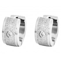 Stainless Steel Silver Tone Unisex Earrings With CZ Stone