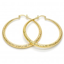 Gold Filled Medium Hoop Hollow Design Golden Tone 50mm