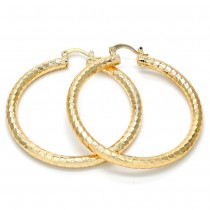 Gold Filled 50mm Medium Hoop Earrings Hollow Design Golden Tone