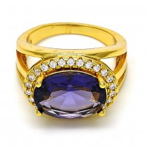 Gold Filled Multi Stone Ring With Cubic Zirconia and Micro Pave Golden Tone