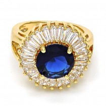 Gold Filled Multi Stone Ring Flower Design With Tanzanite Cubic Zirconia Golden Tone