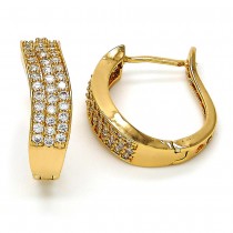 Gold Filled Huggie Hoop with White Micro Pave Polished Golden Tone