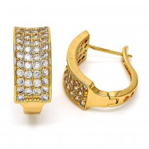 Gold Filled Huggie Hoop with White Cubic Zirconia Polished Golden Tone