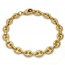 Gold Finish Fancy Bracelet Puff Mariner Design Polished Golden Tone