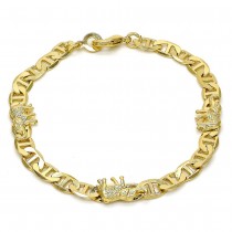 Gold Filled Fancy Bracelet Elephant and Mariner Design Polished Finish Golden Tone