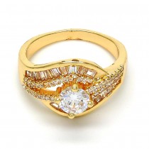 Gold Filled Multi Stone Ring with White Cubic Zirconia Polished Golden Tone
