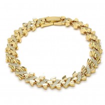 Gold Filled Fancy Bracelet Heart Design Diamond Cutting Finish Golden Tone