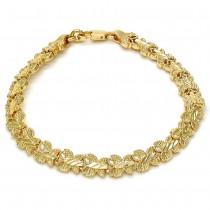 Gold Filled Fancy Bracelet Butterfly Design Diamond Cutting Finish Golden Tone