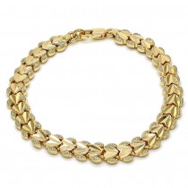 Gold Filled Fancy Bracelet Heart Design Diamond Cutting Finish Golden Tone