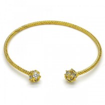 Gold Filled Bangle With White Cubic Zirconia Polished Finish Golden Tone Bangle