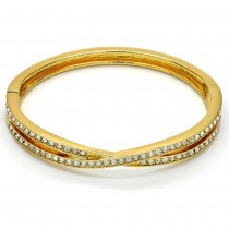 Gold Filled Individual Bangle Golden Tone With White Crystal Polished Finish