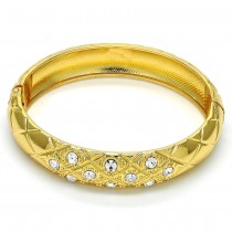 Gold Filled Individual Bangle With White Crystal Polished Finish Golden Tone (14 MM Thickness, Size 5 - 2.50 Diameter)