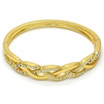 Gold Filled Individual Bangle Golden Tone With White Crystal Polished Finish