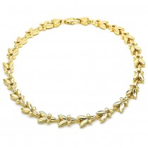 Gold Filled Flower Design Diamond Cut Ankle Bracelet Gold Tone 10"
