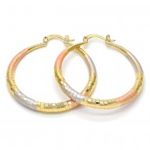 Gold Filled 40mm Medium Hoop Earrings Hollow Design Tri Tone